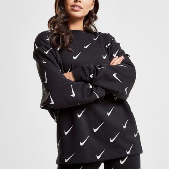 Nike Sweaters - NIKE Women Rally Print Metallic Swoosh Sweatshirt
